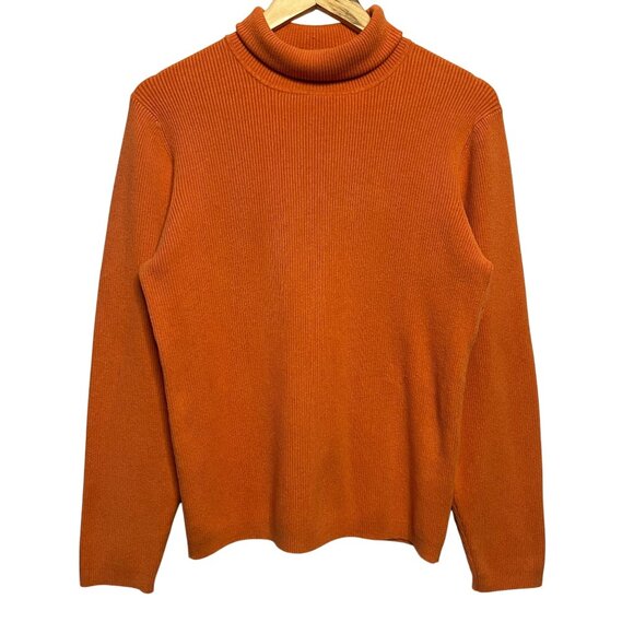 Old Navy Perfect Fit Women XL Ribbed Orange  Stretch Turtleneck Sweater Pullover - Picture 1 of 12
